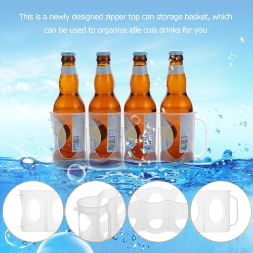 2pcs Plastic Drinks Storage Box with Handle, Stackable Organizer