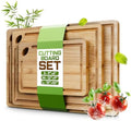 Bamboo Cutting Board Set of 3 (15x10, 12x9, 9x6) – Extra-Thick, Deep