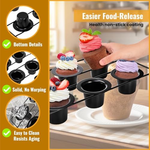 2 Pack 12 Cup Popover Pans, Non-stick Muffin Cupcake Pan