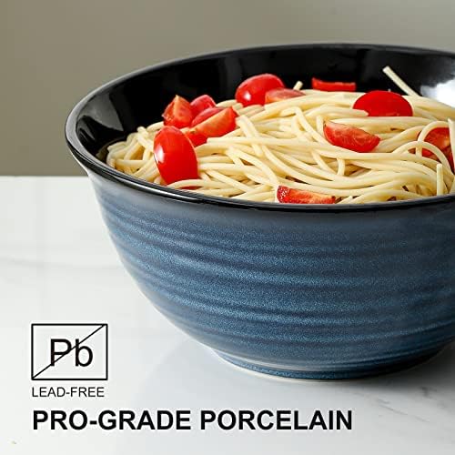 HASENSE Ceramic Serving Bowls, 9 Inch Large Salad Bowls for Kitchen