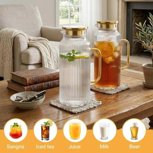 D.M DESIGN·MASTER[68 OZ/ 2 Liter] - Octagon Glass Water Pitcher with