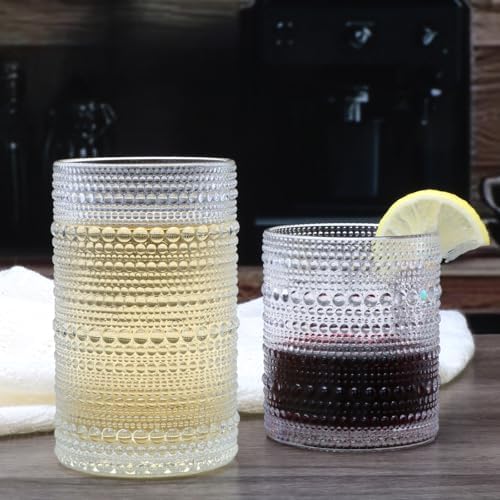 Hobnail Drinking Glasses, Tumbler Glassware, Set of 12