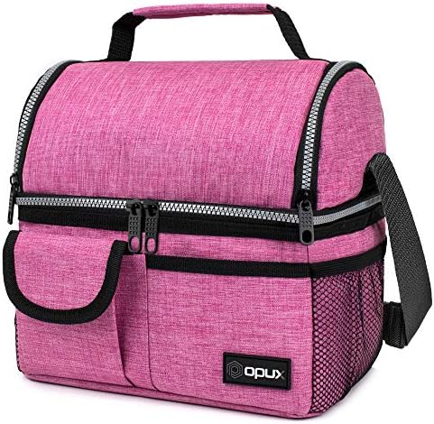 opux Dual-Compartment Insulated Lunch Bag, Pink