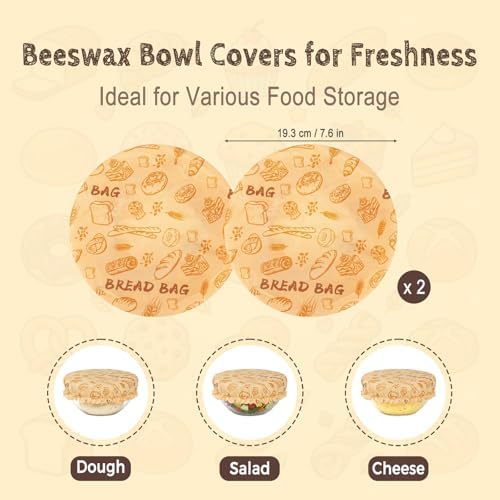 2 Pack Beeswax Bowl Covers, 8.8 Inch