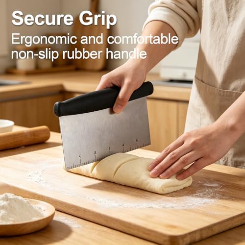Multi-Purpose Bench Scraper & Chopper: Stainless Steel Dough Cutter