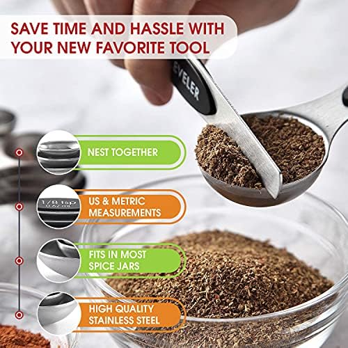 Spring Chef Stainless Steel Magnetic Measuring Spoons, Set of 8 with