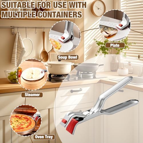 3PCS Hot Plate Grippers, Stainless Steel Bowl Holder Clips