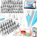 RFAQK 74PCs Icing Piping Bags and Tips Set, Cake Decorating Kit with