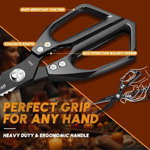 Huusk Kitchen Shears Set, Japanese Steel Kitchen Scissors for Food