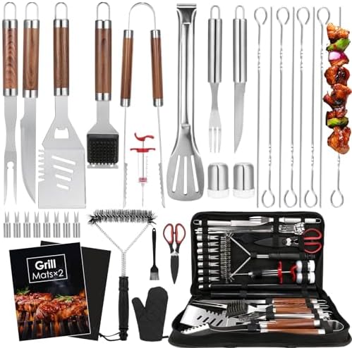 Yoehka 34-Piece BBQ Grilling Accessories Set, Brown