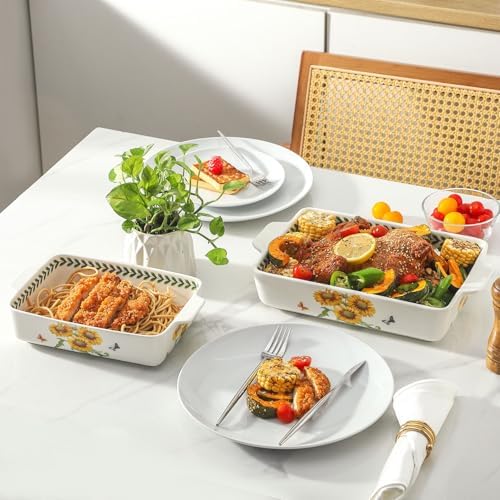 Ceramic Sunflower Baking Casserole Dish Set, 2 Pieces, 8x13 inch