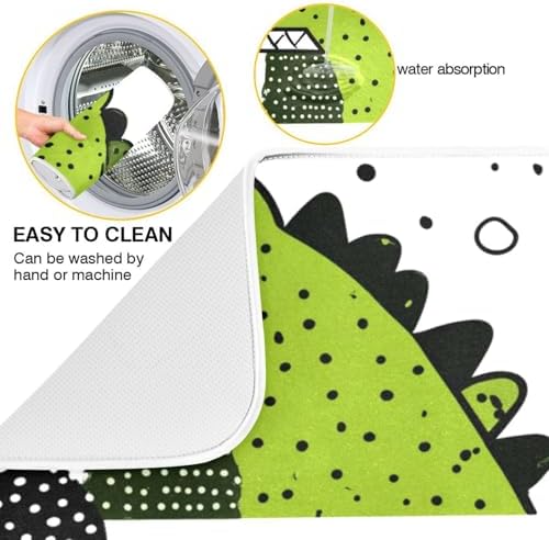 OTVEE Dinosaur Fun Art Dish Drying Mat for Kitchen Counter Absorbent