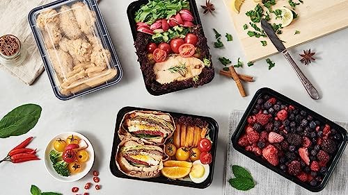 FULING 50 Pack Meal Prep Plastic Food Storage Containers With Lids