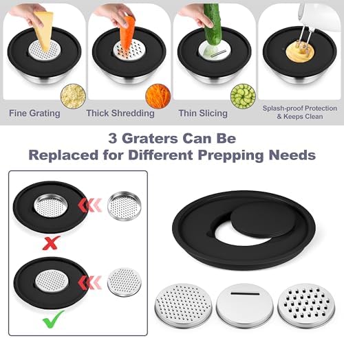 TeamFar Mixing Bowls, Stainless Steel Salad Bowl with Lid & Graters