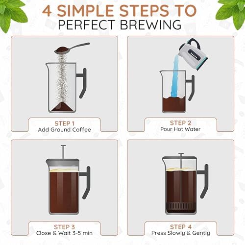 54 oz Stainless Steel French Press, Black