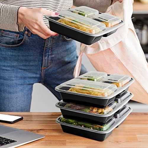 MUCHII 32 oz 3 Compartment Meal Prep Containers, 20 Count To Go Bowls
