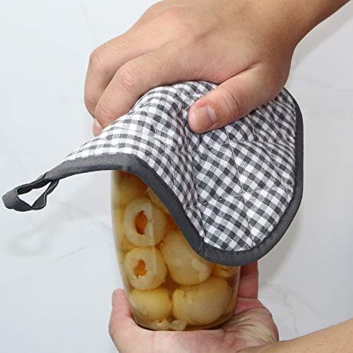 5-Piece Black Cotton Pot Holder Set for Kitchen
