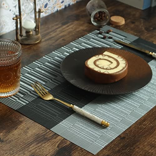 HeloHo Black Placemats Set of 4 Heat-Resistant Washable Place Mats