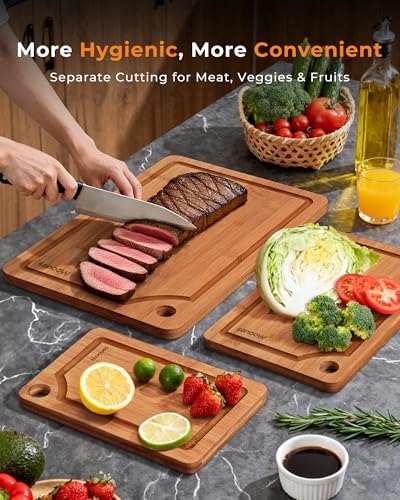 12-Piece Wooden Spoon Set with 3-Piece Bamboo Cutting Board