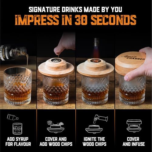 Whiskey Smoker Kit with Torch and Butane and Old Fashioned Syrup