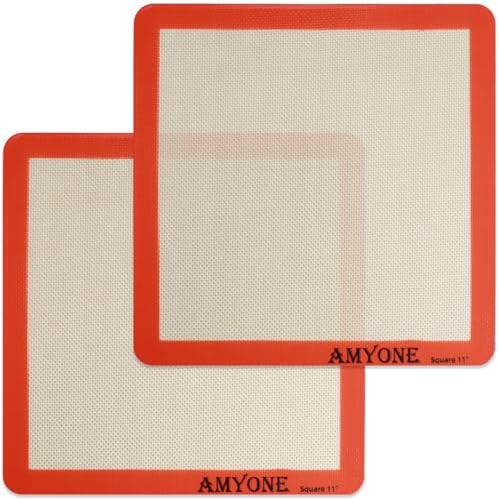 AMYONE 11x11 Silicone Baking Mat, Square Air Fryer Liner, Platinum