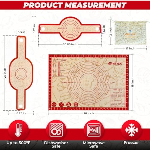 Silicone Bread Sling and Baking Mat Set, 3 Pieces, Long Handles