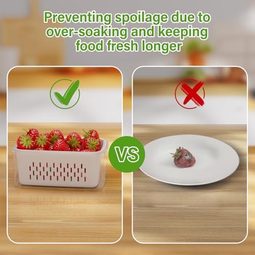 4 PCS Fruit Storage Containers with Removable Colander