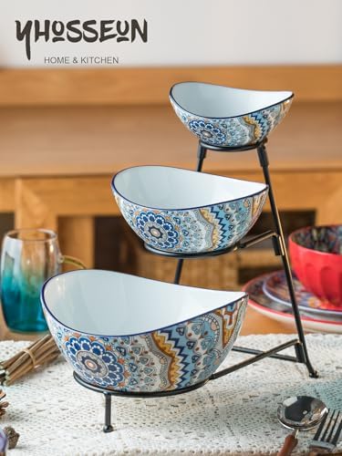 YHOSSEUN 3 Tier Serving Bowls, Serving Dishes for Entertaining Porcelain