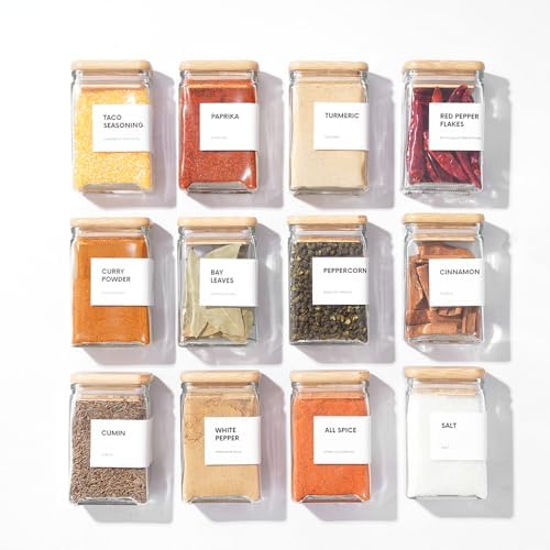 APT 1101 Glass Storage Jars with Bamboo Lids, 4oz, Set of 12