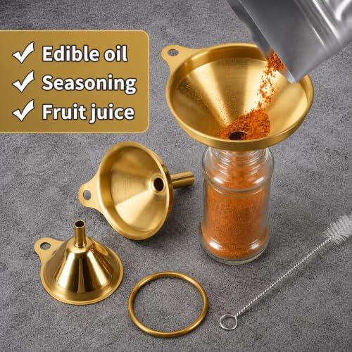Snailhouse Small Funnels, 3 Pack Stainless Steel Mini Metal Food