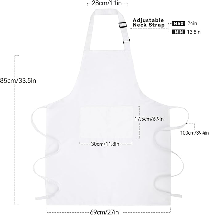Large Chef Apron for Men and Women, Cooking Kitchen Aprons - Image 2
