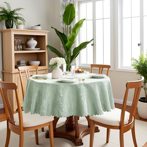 Round Tablecloth 50 Inch for 20-36 Inch Table, Jacquard Table Cloth
