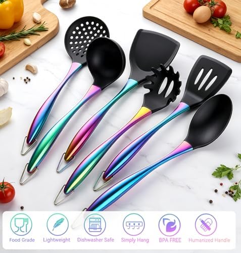 Silicone Cooking Utensils Set, 17pcs, Rainbow
