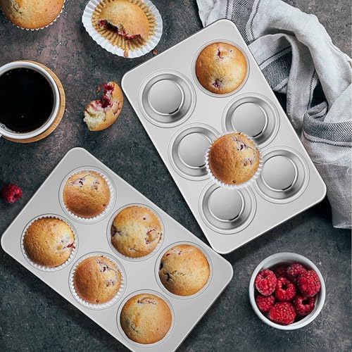 2 Pack Baking Sheet with Cooling Rack & 2 Pack Muffin Pan, Stainless