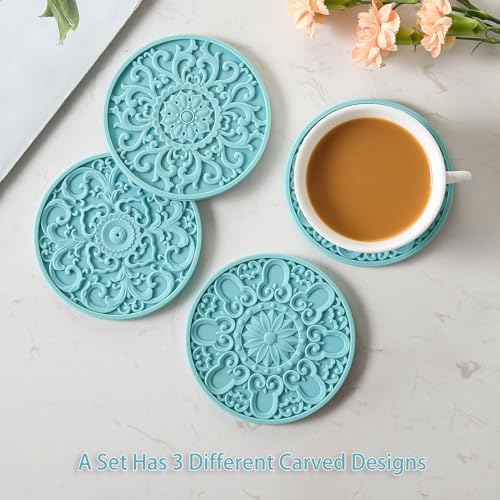 Colinda Silicone Coasters - Set of 6 with Holder, Non-Slip Cup Mats