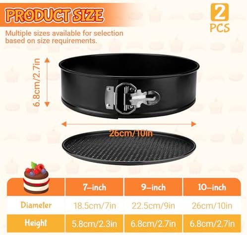 LELE LIFE 2 Pack 10in/26cm Springform Pan, Nonstick with Removable