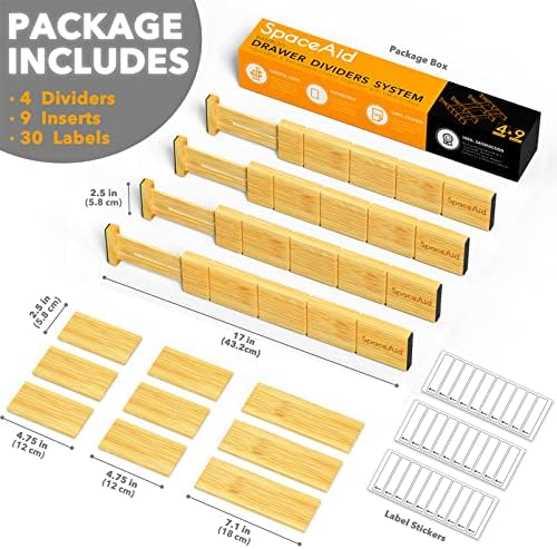 SpaceAid Bamboo 13.25-17“ Drawer Dividers (Need 2.35" Deep Drawer)