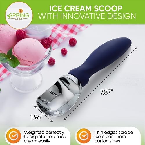 Spring Chef Heavy Duty Metal Ice Cream Scoop w/Soft Grip Handle