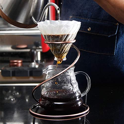 Reusable Metal Pour Over Coffee Dripper Stand Circinate Shaped,Bronze