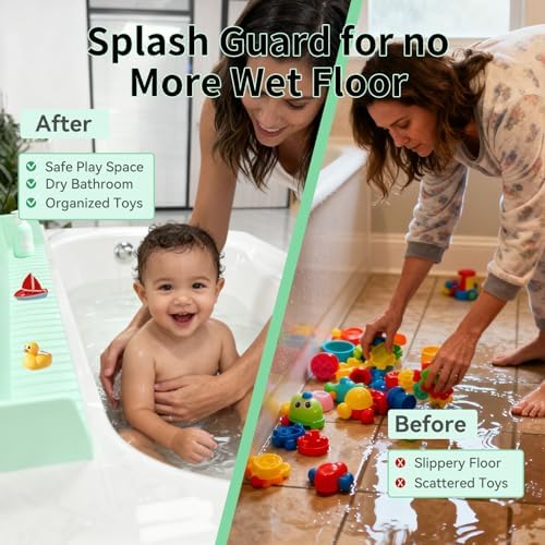Bathtub Splash Guard for Tub Kids - Silicone Splash Guard with 11