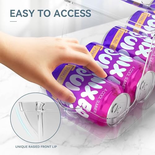 theaoo Soda Can Dispenser for Refrigerator with Lids, Stackable