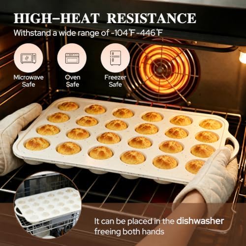 2 Pack Silicone Muffin Pans, 24 Cup Cupcake Pan with Metal Reinforced