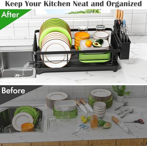 Kmiectse Dish Drying Rack with Utensil Holder