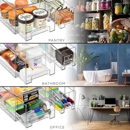Sorbus Fridge Drawers - Clear Stackable Pull Out Refrigerator