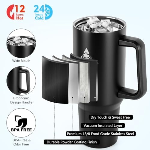 40 oz Tumbler with Handle and Straw or Convert to 40 oz Insulated
