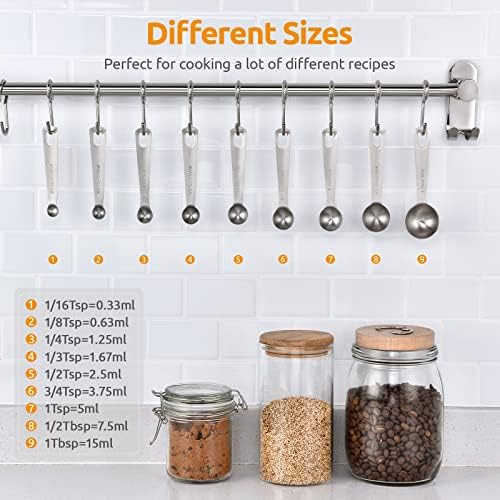 U-Taste 18/8 Stainless Steel Measuring Spoons Set of 9, Teaspoon