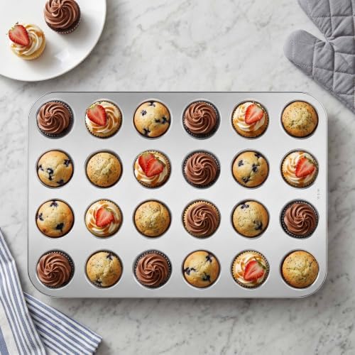Homikit 18/10 Stainless Steel Mini Muffin Cupcake Pan 24 Cups