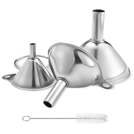 Metal Stainless Steel Funnel, Large Medium Small Funnel Set of 3, Food Grade by Lakatay