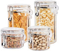 Oggi 4pc Clear Canister Set with Clamp Lids & Spoons - Airtight Food