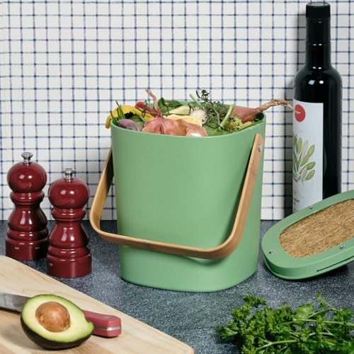 Bamboozle 1 Gallon Countertop Compost Bin, Avocado